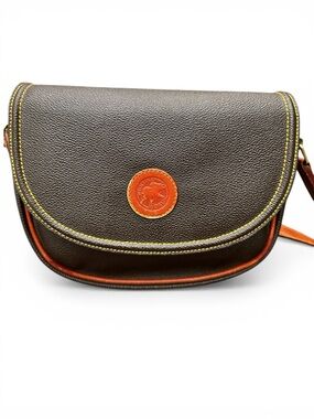 Vintage Hunting World Leather Crossbody Safari Bag Elephant Logo Italy